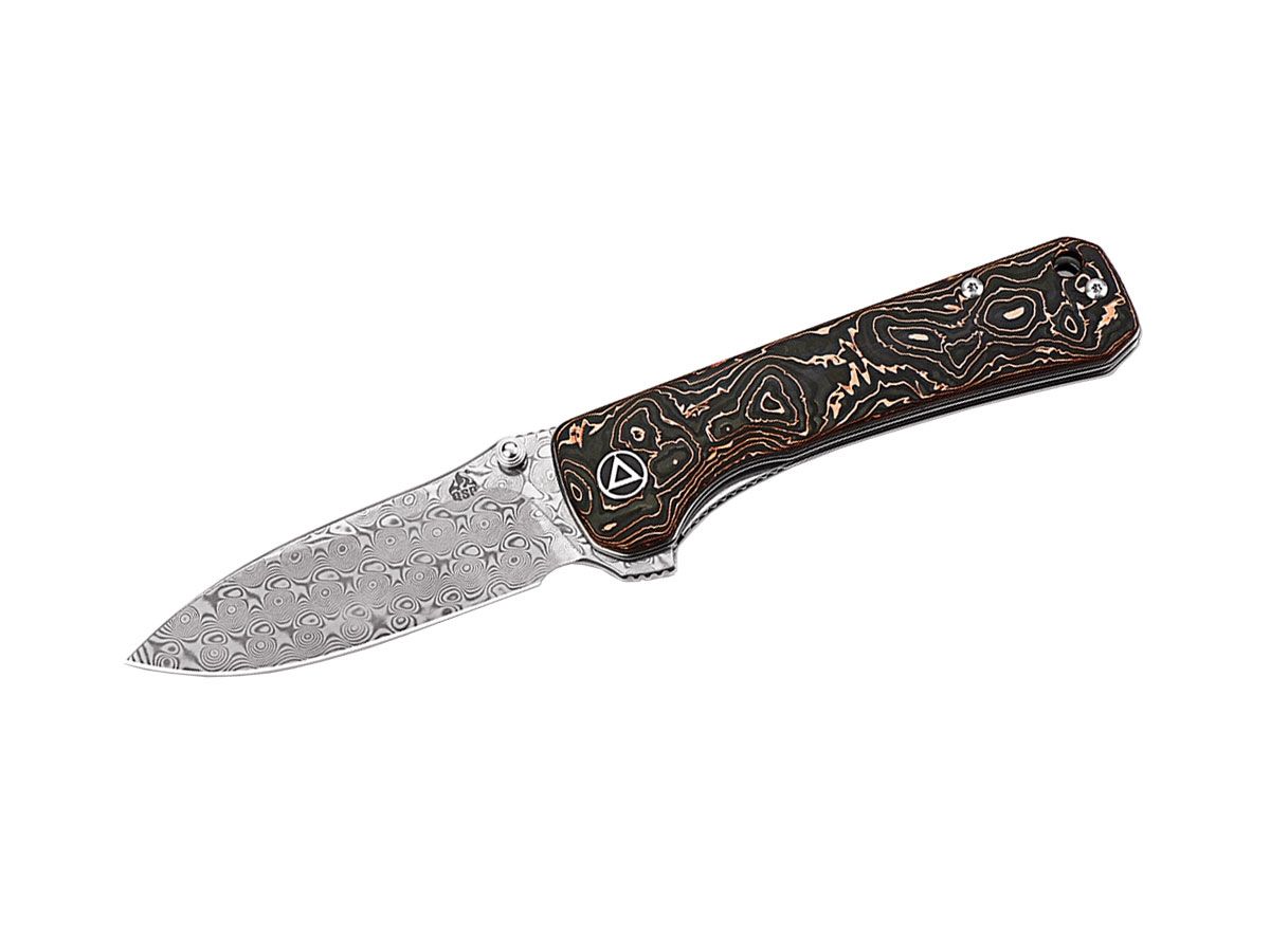 Qsp Hawk Damascus Carbon Fiber QS131-S Copper Foil Nóż składany 18,7 cm QSP KNIFE