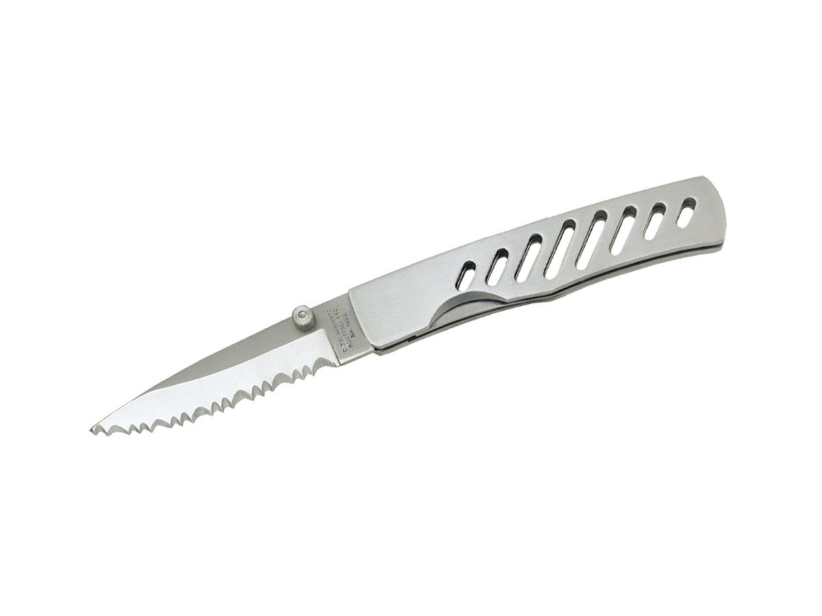 Nóż składany Herbertz, rękojeść stalowa, ostrze ząbkowane, dł. całkowita 15.5 cm