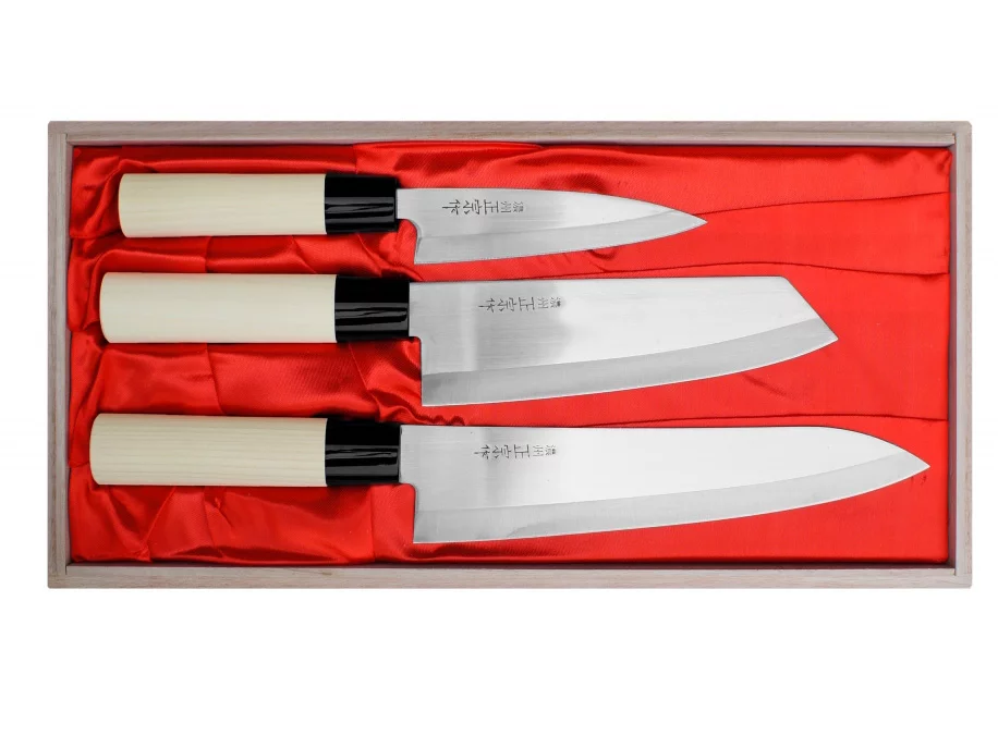 Zestaw 3 noży Satake Megumi Szefa kuchni / Santoku Bunka / nóż uniwersalny (HG8165W) - widok 2