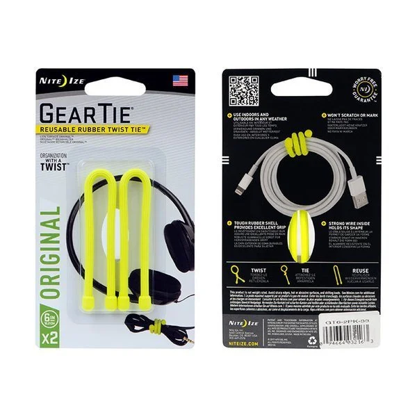 Elastyczny trok Gear Tie 6'' - 2Pack - Neon Yellow - GT6-2PK-33 - Nite Ize