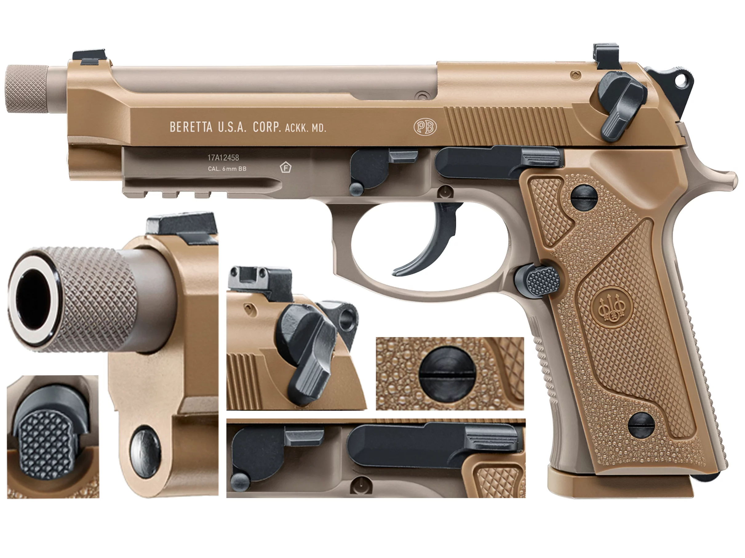 Pistolet ASG Beretta M9A3 FM 6 mm brązowy (2.6396) - widok 4