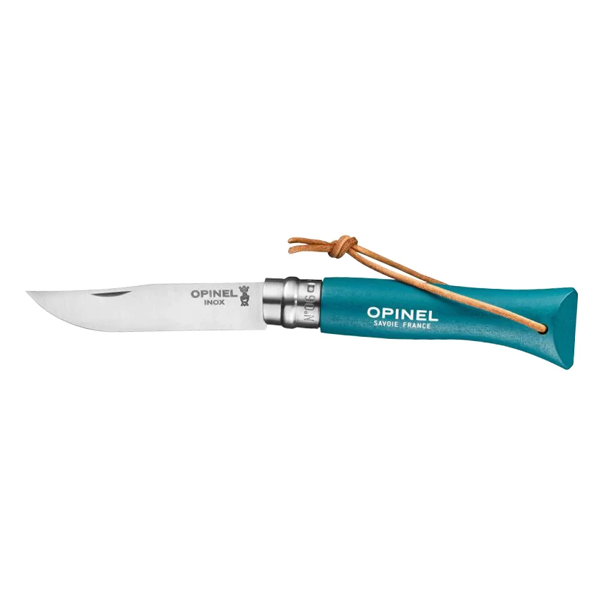 Nóż Opinel Colorama 06 inox grab turkusowy z rzemieniem (002200) - widok 2