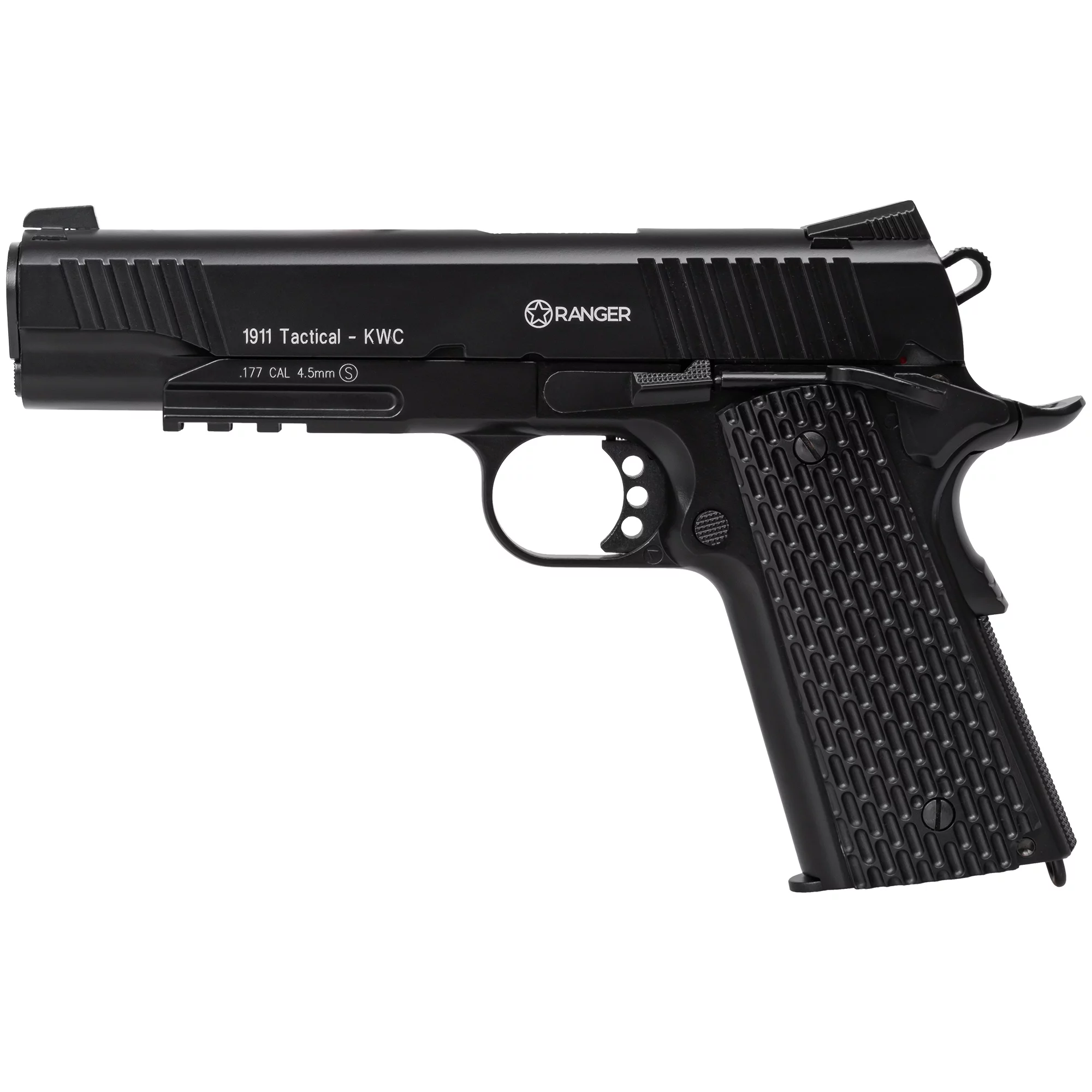 Pistolet wiatrówka RANGER 1911 Tactical KWC 4,5 mm BB 17-strzał. BlowBack FULL METAL CO2 (AAKCMB770AZB) - widok 2