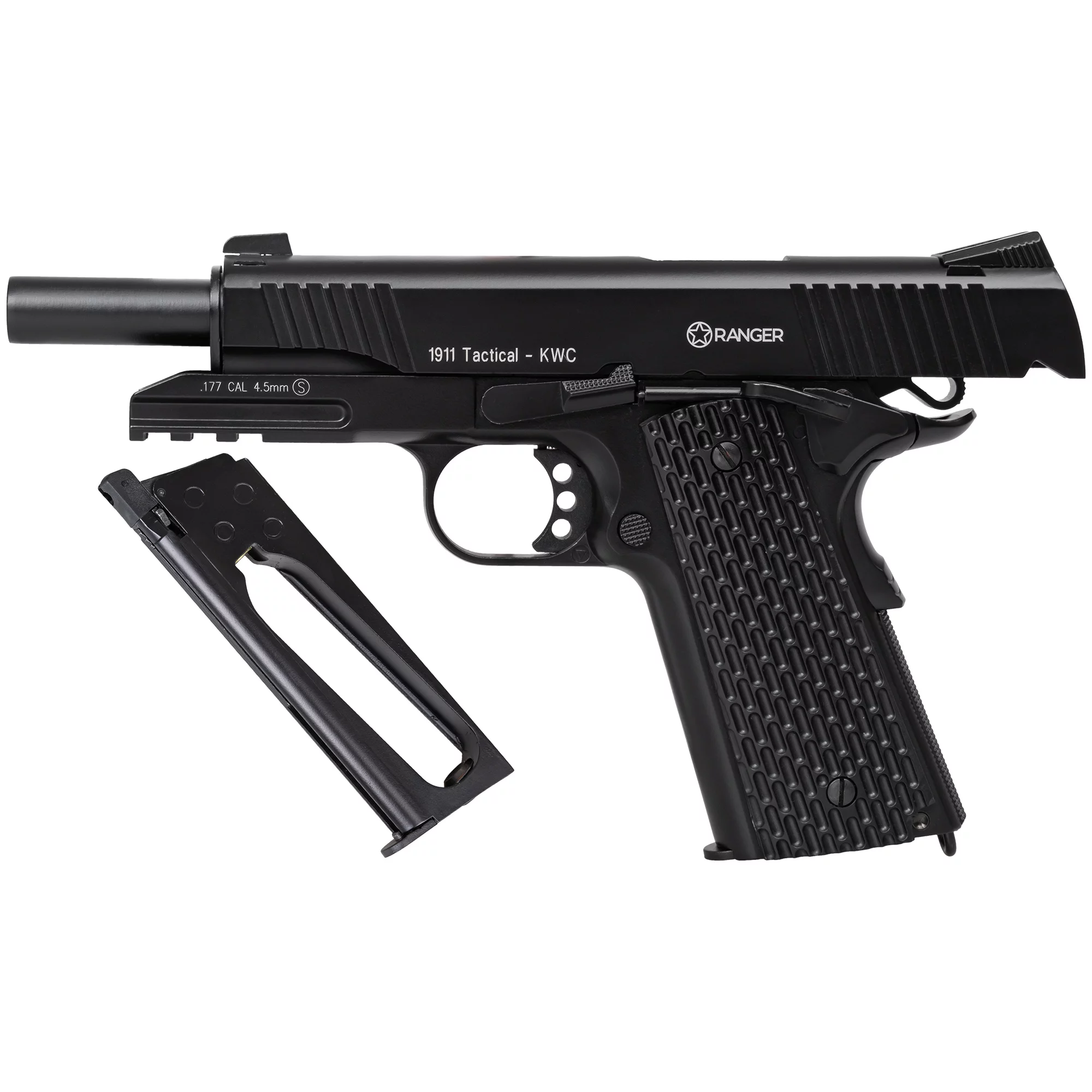 Pistolet wiatrówka RANGER 1911 Tactical KWC 4,5 mm BB 17-strzał. BlowBack FULL METAL CO2 (AAKCMB770AZB) - widok 6