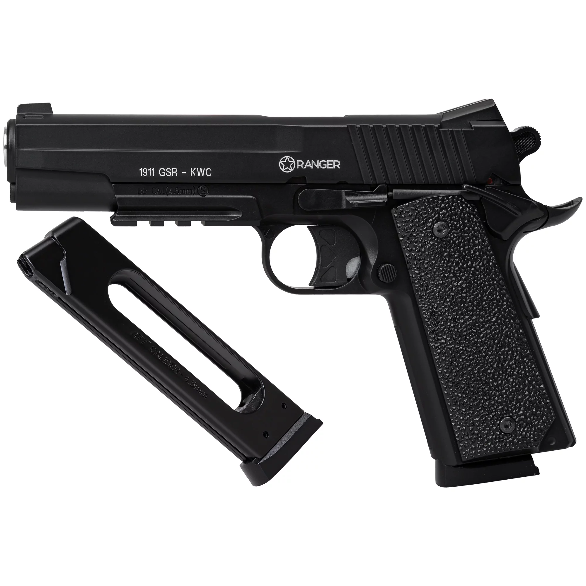 Pistolet wiatrówka RANGER 1911 GSR KWC kal. 4,5 BBs 20 strz. METAL SLIDE CO2 (AAKCMD421AZB) - widok 5