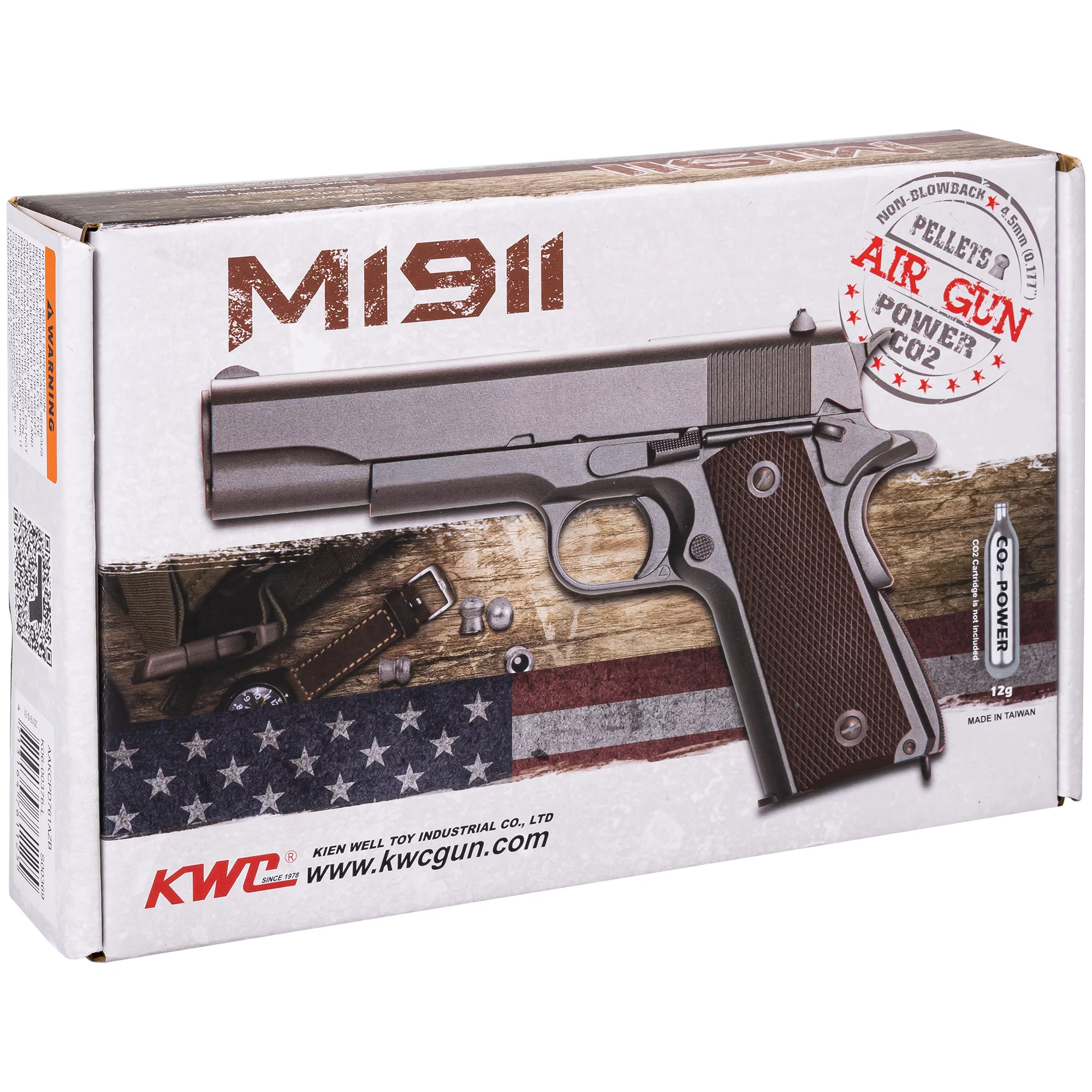 Pistolet wiatrówka RANGER M1911 Diabolo KWC kal. 4,5 2x6 strz. METAL SLIDE CO2 (AAKCPD761AZB) - widok 6