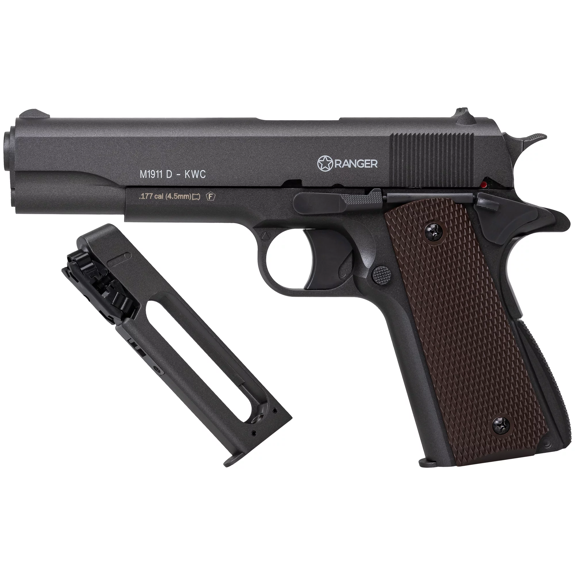 Pistolet wiatrówka RANGER M1911 Diabolo KWC kal. 4,5 2x6 strz. METAL SLIDE CO2 (AAKCPD761AZB) - widok 5