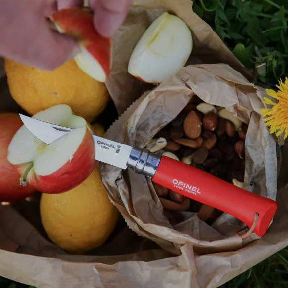 Nóż Opinel Colorama 08 inox grab czerwony z rzemieniem (001705) - widok 3