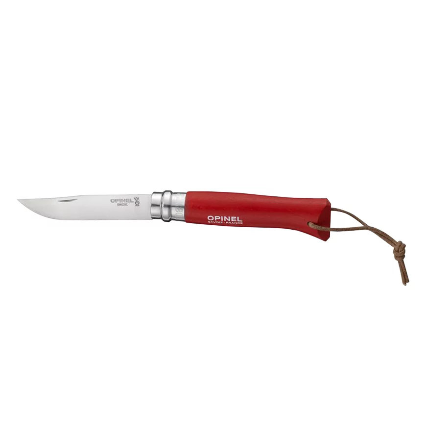 Nóż Opinel Colorama 08 inox grab czerwony z rzemieniem (001705) - widok 2