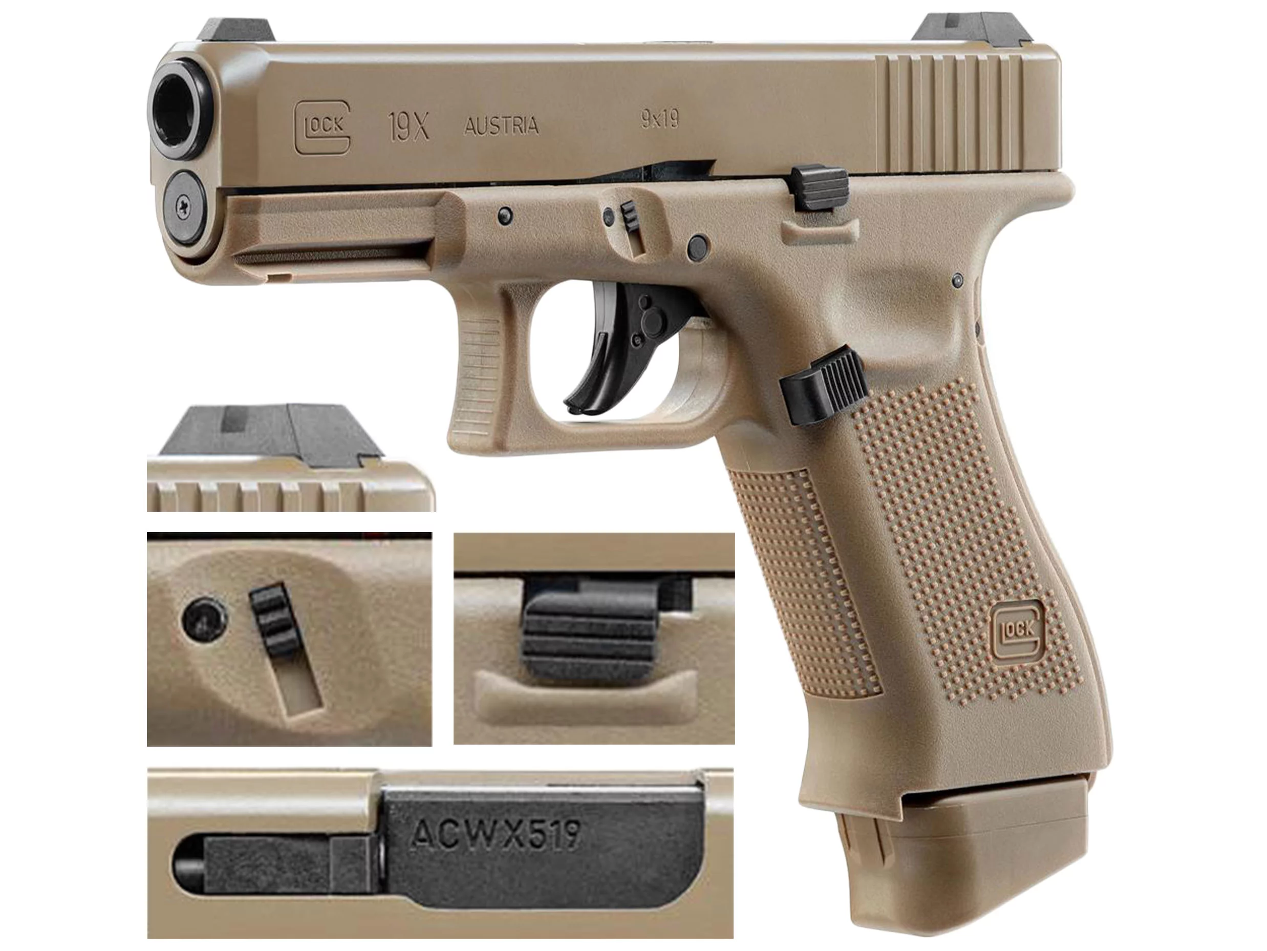 Pistolet ASG GLOCK 19X 6 mm coyote CO2 (2.6435) - widok 2
