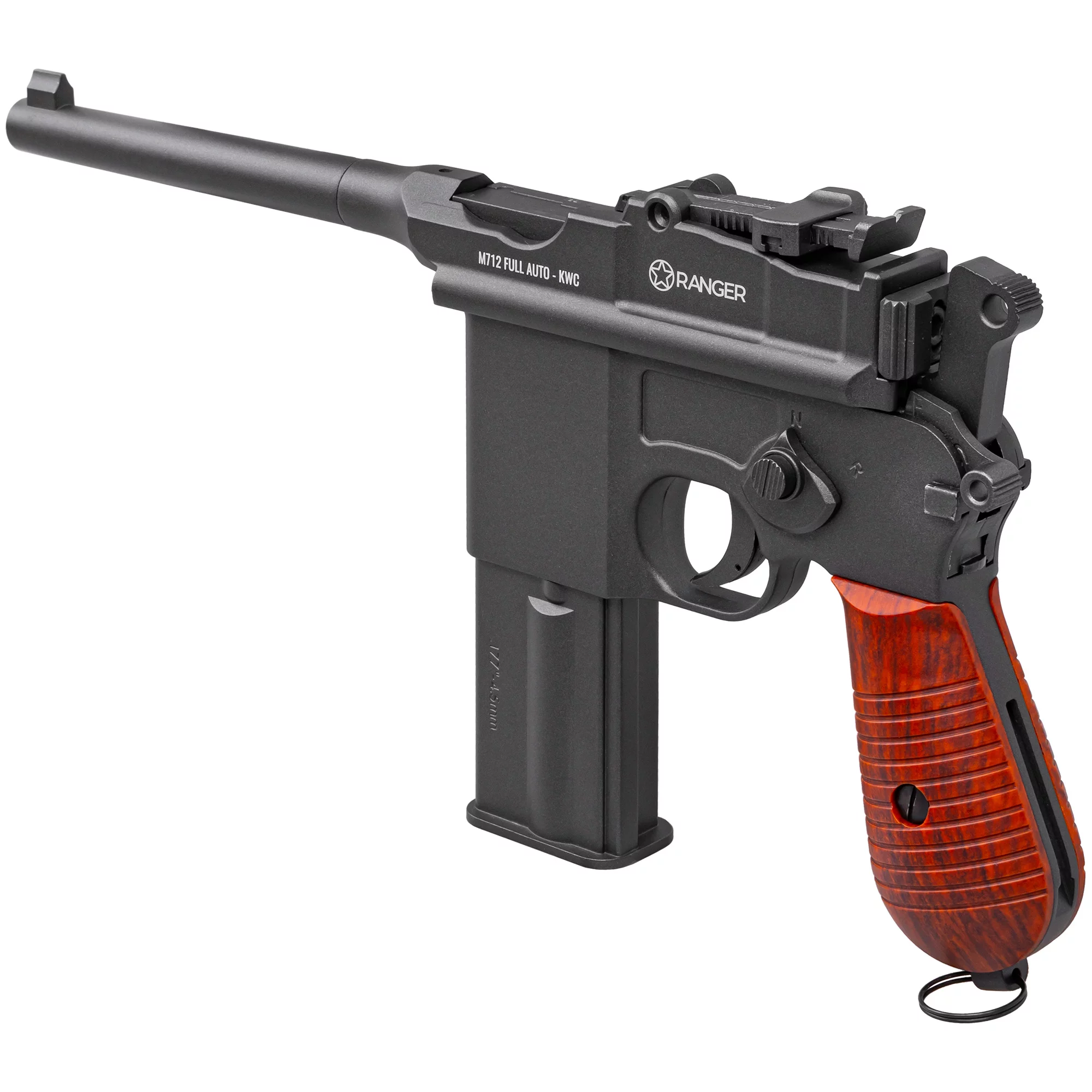 Pistolet wiatrówka RANGER M712 Broomhandle FULL AUTO BLOWBACK k.4,5BBs 19-strzał. KWC C96 (AAKCMF180AZB) - widok 4