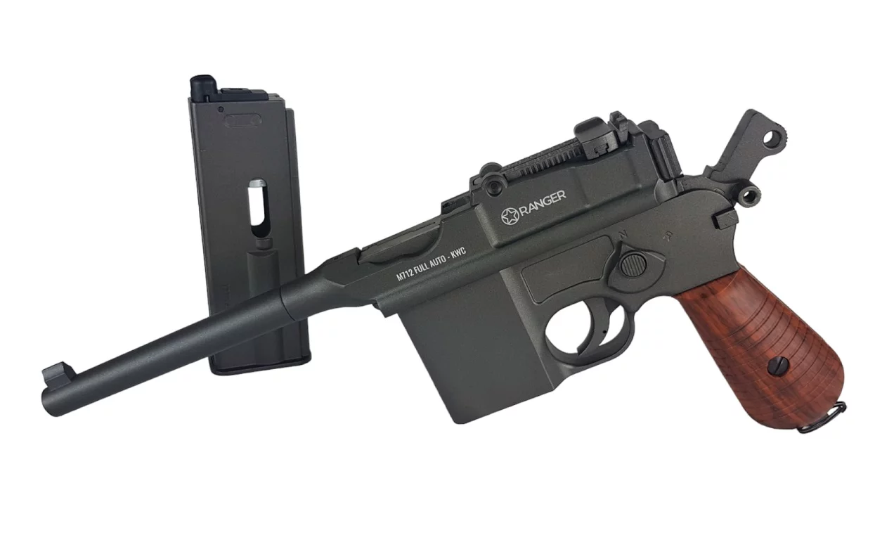 Pistolet wiatrówka RANGER M712 Broomhandle FULL AUTO BLOWBACK k.4,5BBs 19-strzał. KWC C96 (AAKCMF180AZB) - widok 5