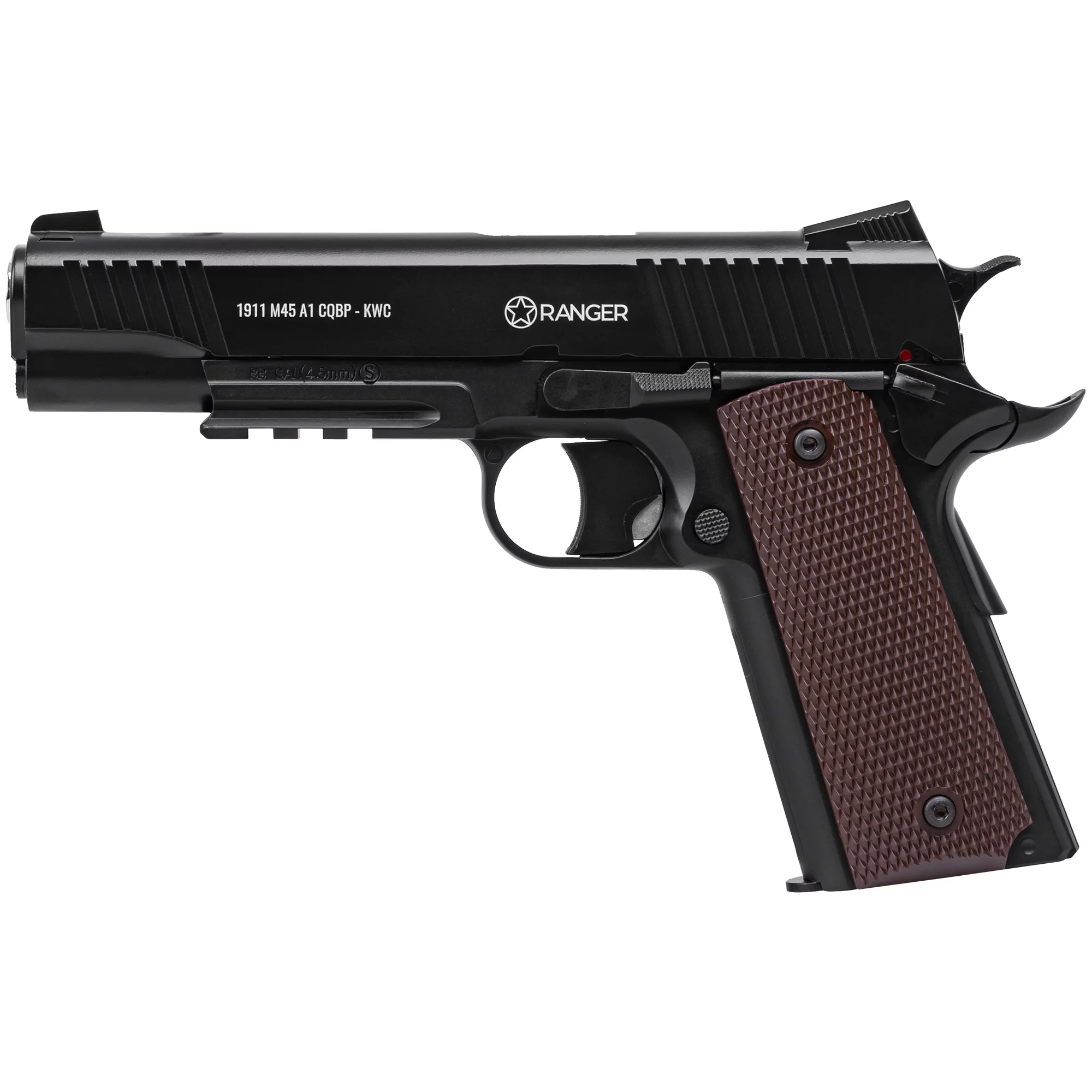 Pistolet wiatrówka RANGER 1911 M45A1 CQBP k.4,5BBs 21-strz. METAL SLIDE KWC (AAKCMD401AZB) - widok 3