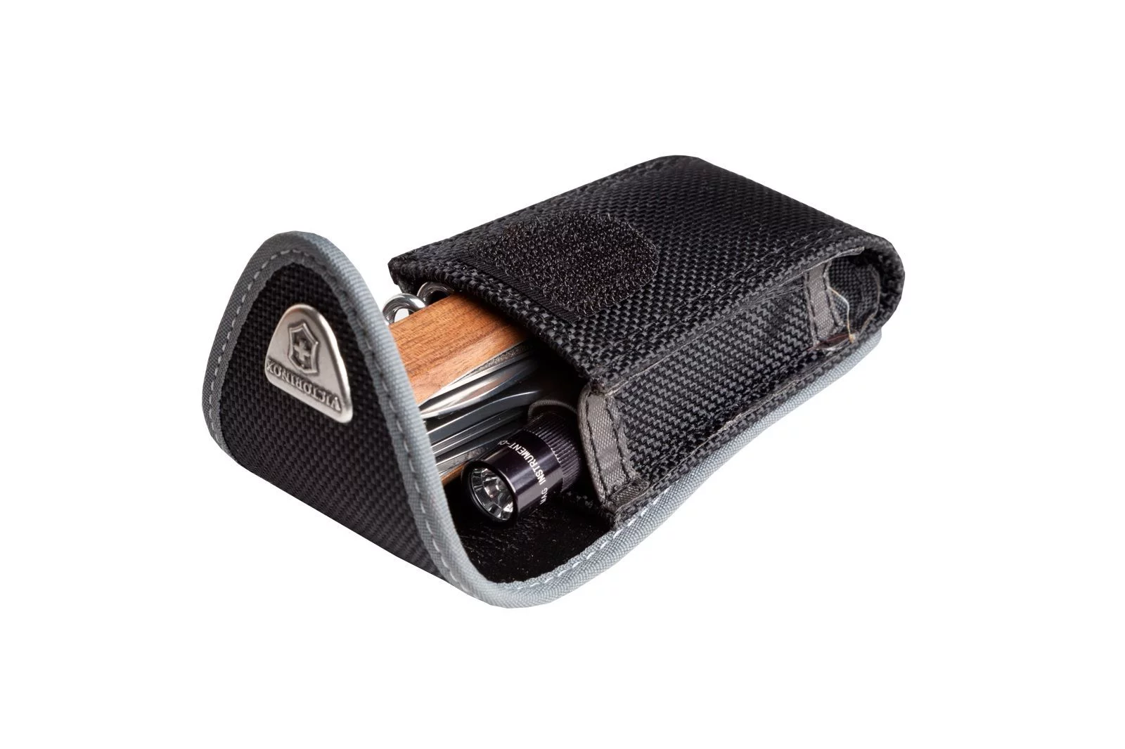 Etui na scyzoryki Victorinox, dł. 85/91 mm, nylon, czarne, z kieszonką na latarkę (4.0545.3) - widok 2
