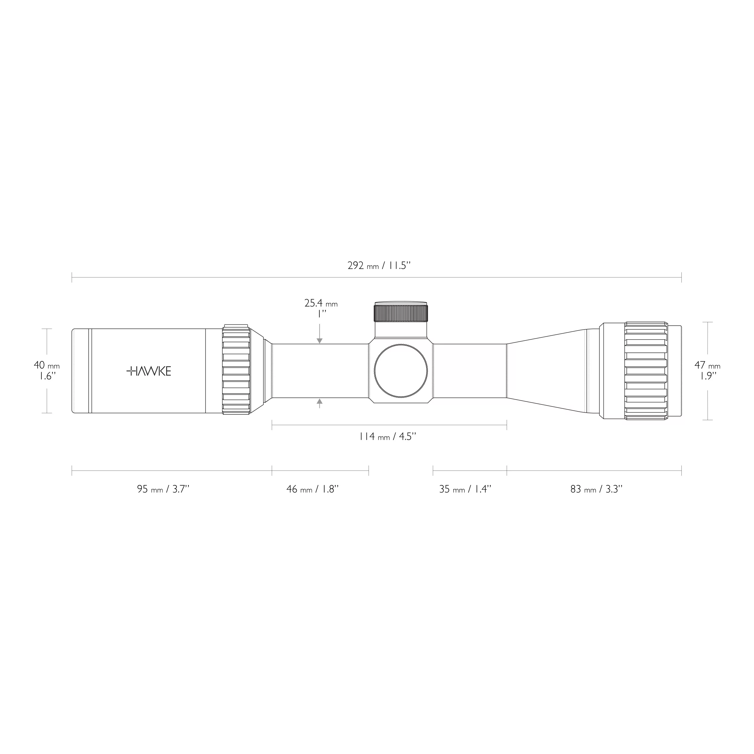 Luneta celownicza Hawke Vantage 2-7x32 AO Mil Dot tubus 1" bez montażu (354-098) HAWKE OPTICS - widok 3