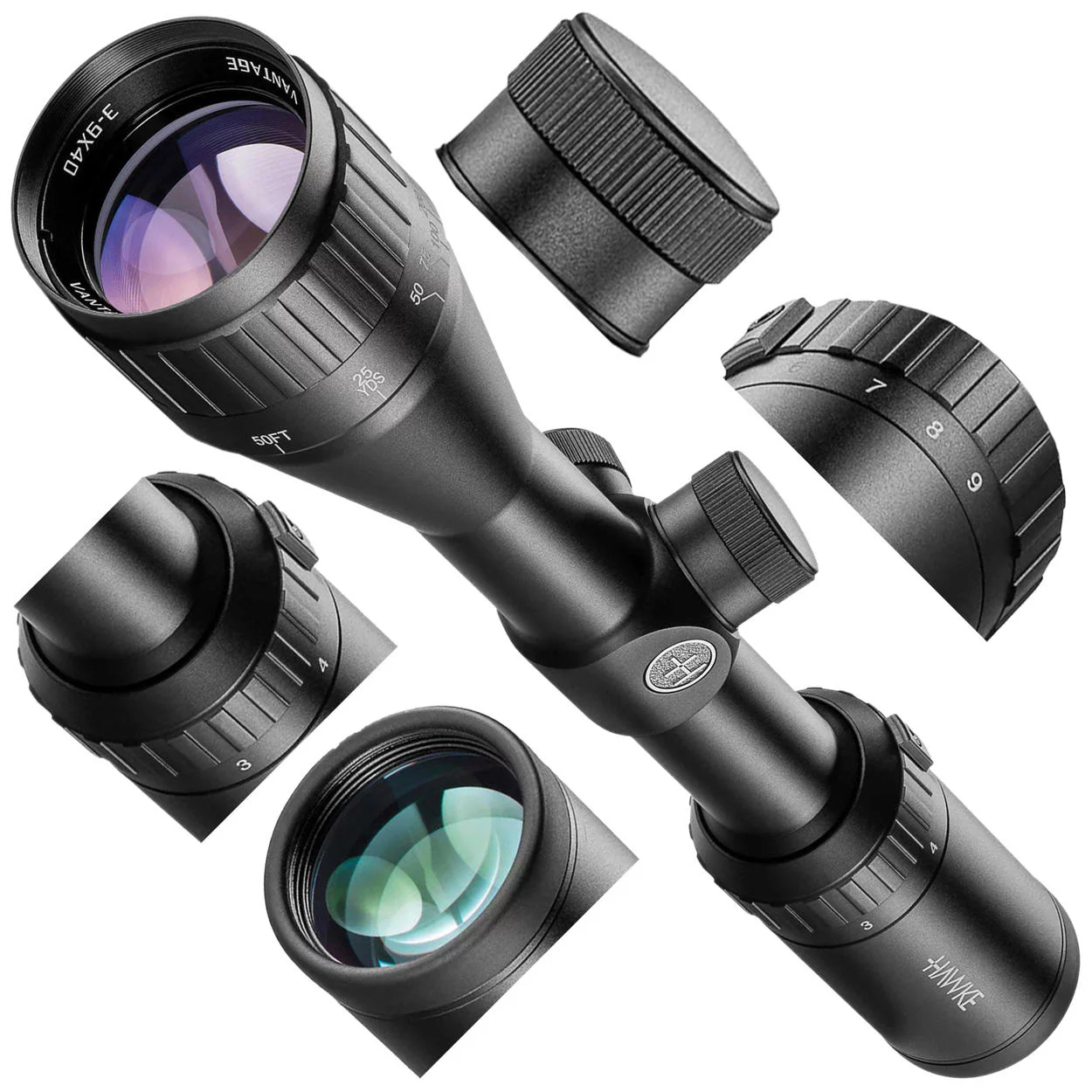 Luneta celownicza Hawke Vantage 3-9x40 AO Mil Dot tubus 1" bez montażu (354-002) HAWKE OPTICS - widok 6