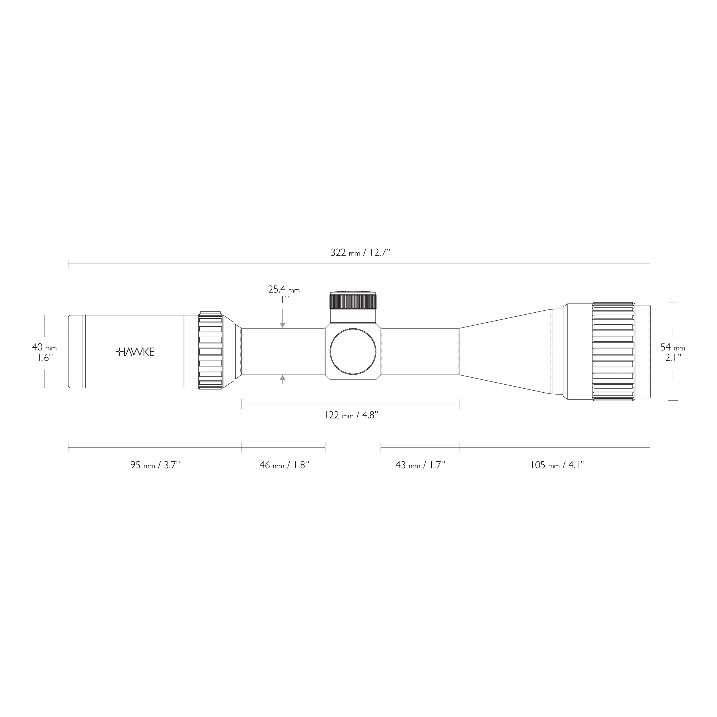 Luneta celownicza Hawke Vantage 3-9x40 AO Mil Dot tubus 1" bez montażu (354-002) HAWKE OPTICS - widok 3