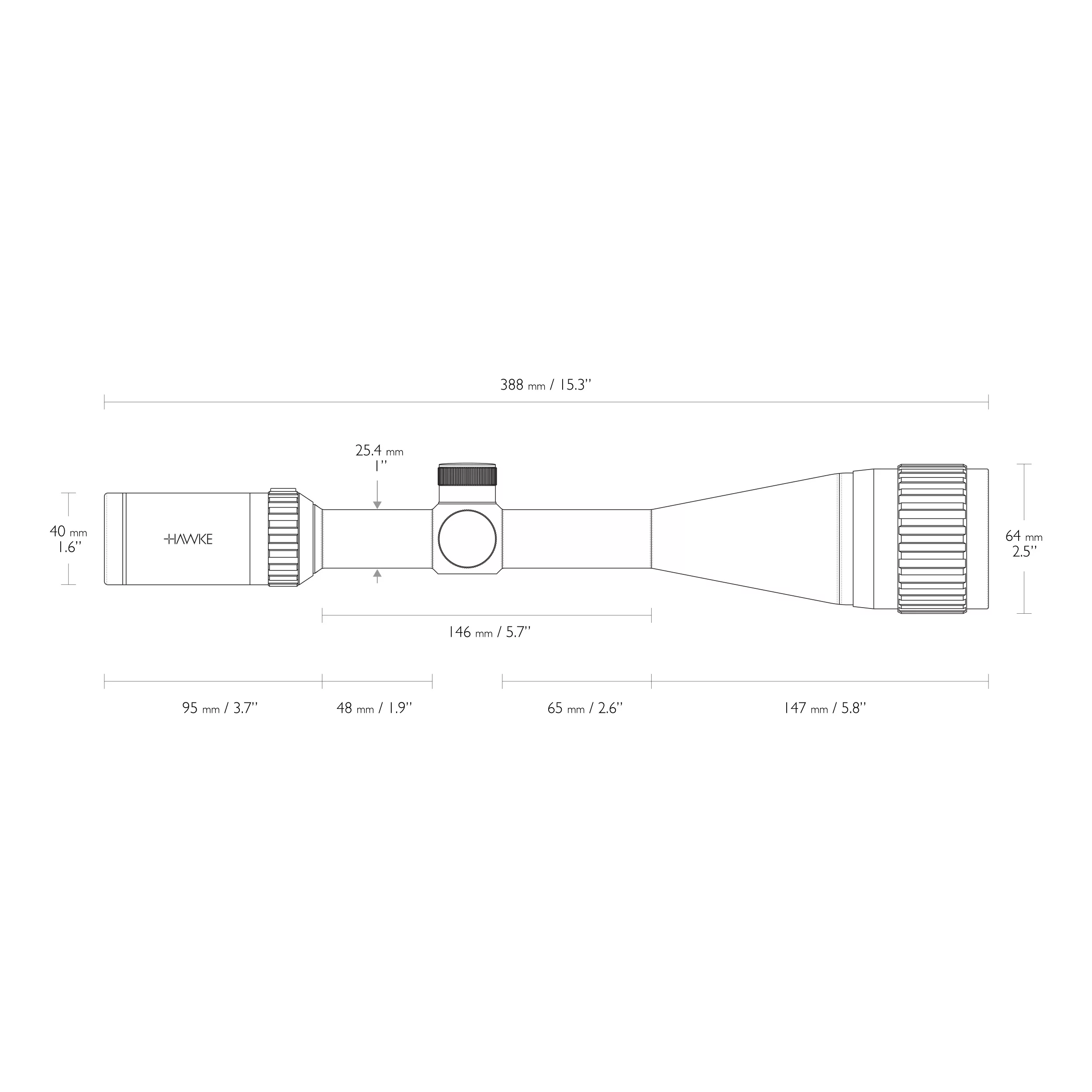 Luneta celownicza Hawke Vantage 4-16x50 AO IR Mil Dot tubus 1" bez montażu (354-091) HAWKE OPTICS - widok 4