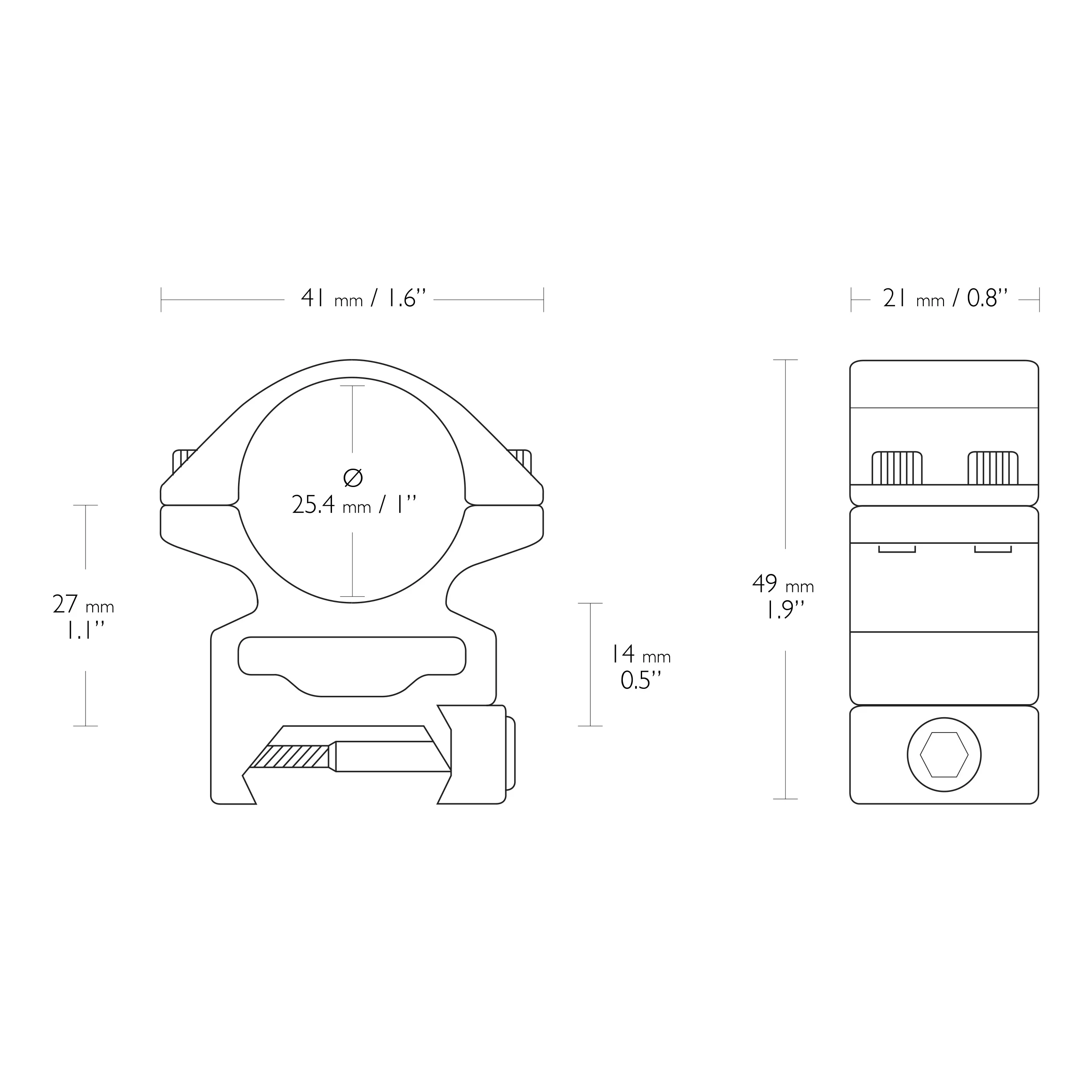 Montaż lunety Hawke Match wysoki 1" Weaver (354-267) HAWKE OPTICS - widok 2