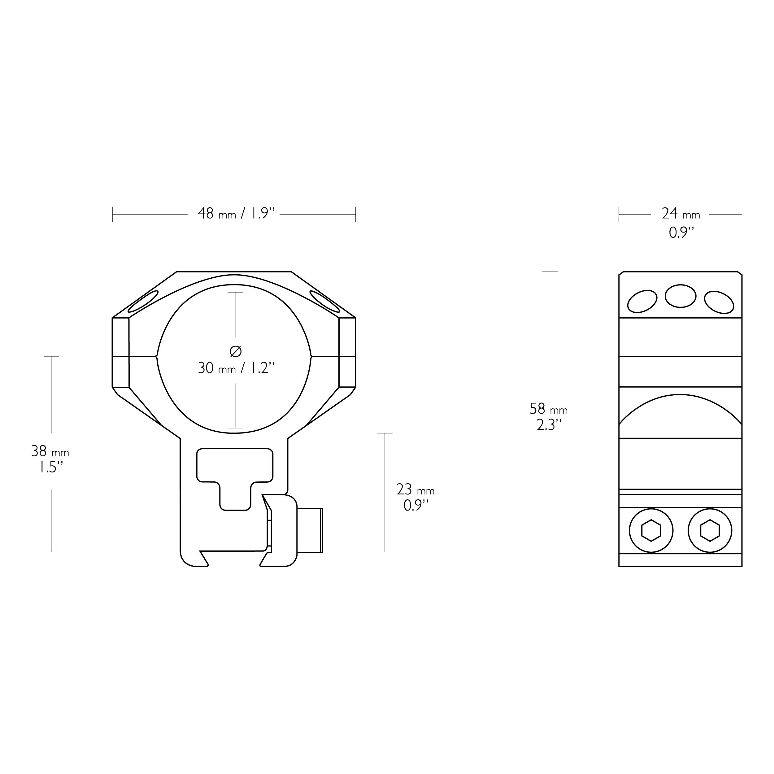 Montaż lunety Hawke Tactical bardzo wysoki 30 mm Dovetail (354-242) HAWKE OPTICS - widok 2