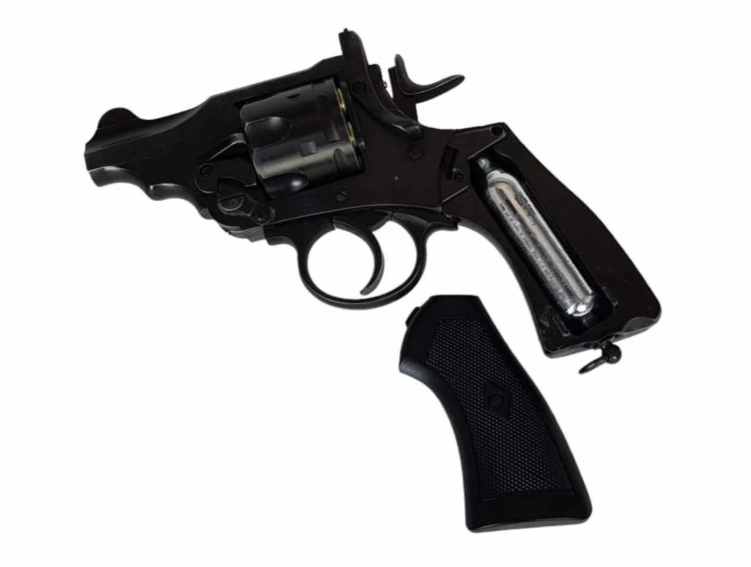 Rewolwer wiatrówka WEBLEY MKVI .455 Civilian kal.4,5 mm Diabolo łuski 6-strzał. lufa 2,5" Battlefield CO2 Ekp do17J - widok 4
