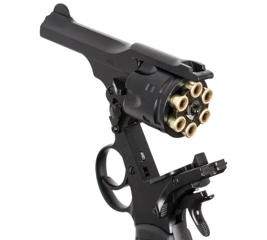 Rewolwer wiatrówka WEBLEY MKVI .455 Police kal.4,5 mm Diabolo łuski 6-strzał. lufa 4" CO2 Black Ekp do17J - widok 4