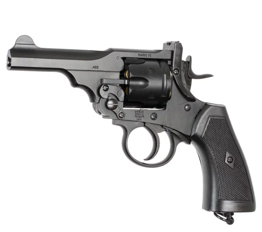 Rewolwer wiatrówka WEBLEY MKVI .455 Police kal.4,5 mm Diabolo łuski 6-strzał. lufa 4" CO2 Black Ekp do17J