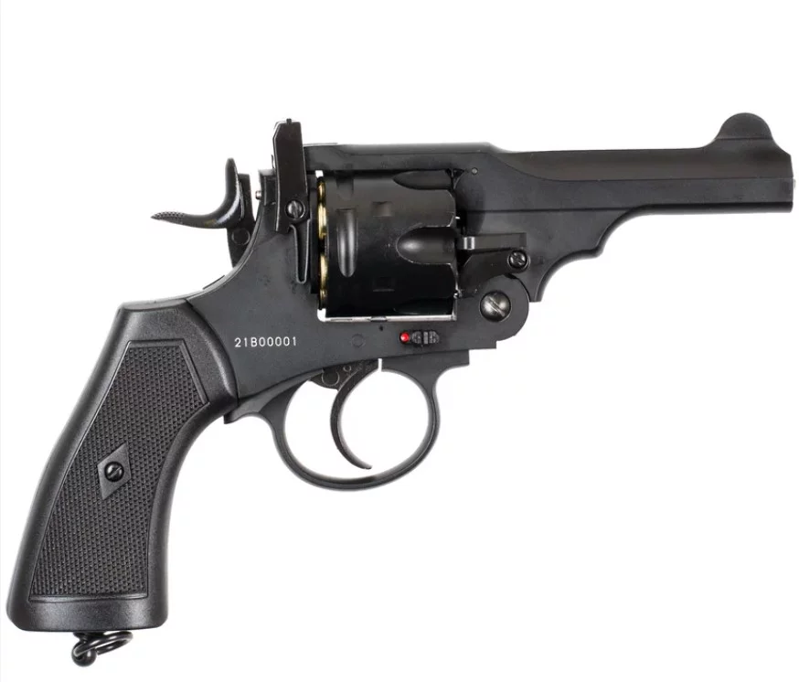 Rewolwer wiatrówka WEBLEY MKVI .455 Police kal.5,5 mm Diabolo łuski 6-strzał. lufa 4" CO2 Black Ekp do17J - widok 3