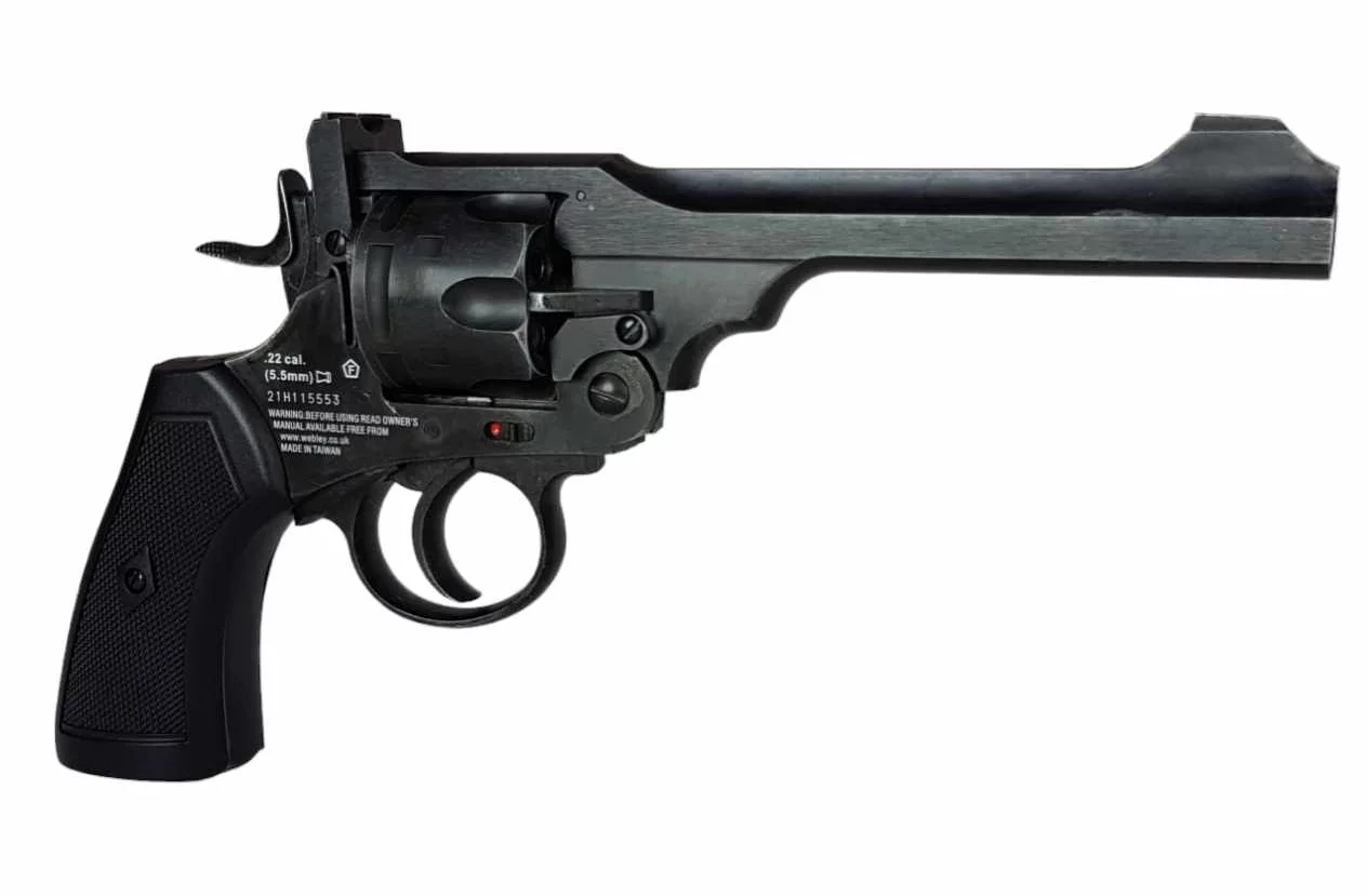 Rewolwer wiatrówka WEBLEY MKVI .455 Police kal.5,5 mm Diabolo łuski 6-strzał. lufa 4" CO2 Black Ekp do17J - widok 5