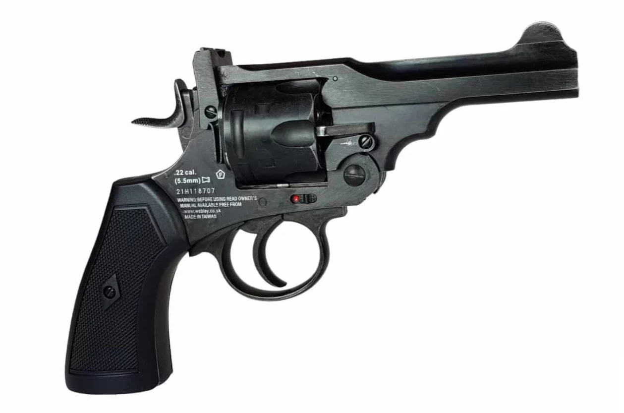 Rewolwer wiatrówka WEBLEY MKVI .455 Police kal.5,5 mm Diabolo łuski 6-strzał. lufa 4" Battlefield CO2 Ekp do17J - widok 4