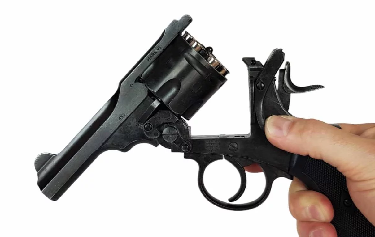 Rewolwer wiatrówka WEBLEY MKVI .455 Police kal.5,5 mm Diabolo łuski 6-strzał. lufa 4" Battlefield CO2 Ekp do17J - widok 7