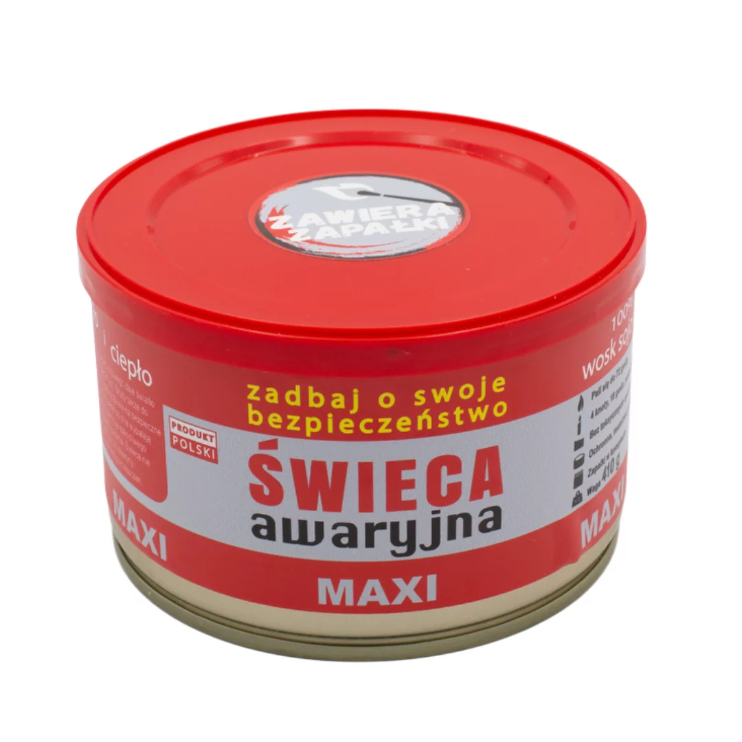 Świeca awaryjna przetrwania Eko HASKE Pro MAXI 410g, 72h świecenia + zapałki - widok 2