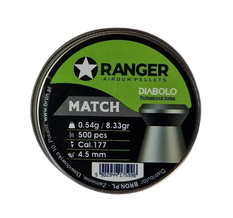 Śrut 4,5 mm Diabolo RANGER Professional Match płaski 500 szt. 0,54 g