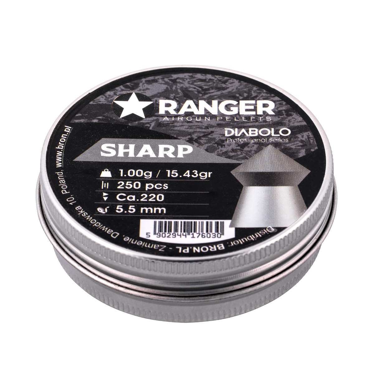 Śrut 5,5 mm Diabolo RANGER Sharp szpic 250 szt. 1,00 g