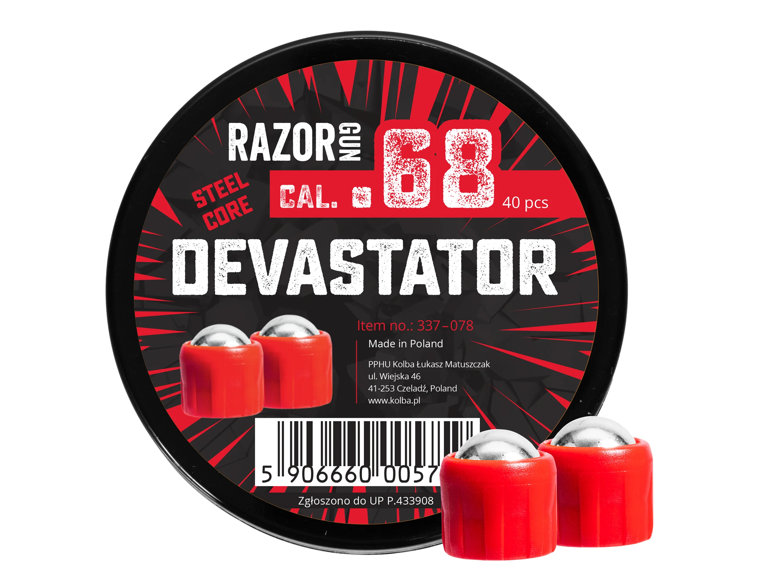 Kule metalowe RazorGun Steel Core Devastator kal. .68 / 40 szt. do Umarex T4E HDS 68 kal. (337-078)