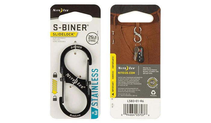 Karabińczyk Nite Ize S-Biner SlideLock Stainless Steel #3 - Czarny - LSB3-01-R6