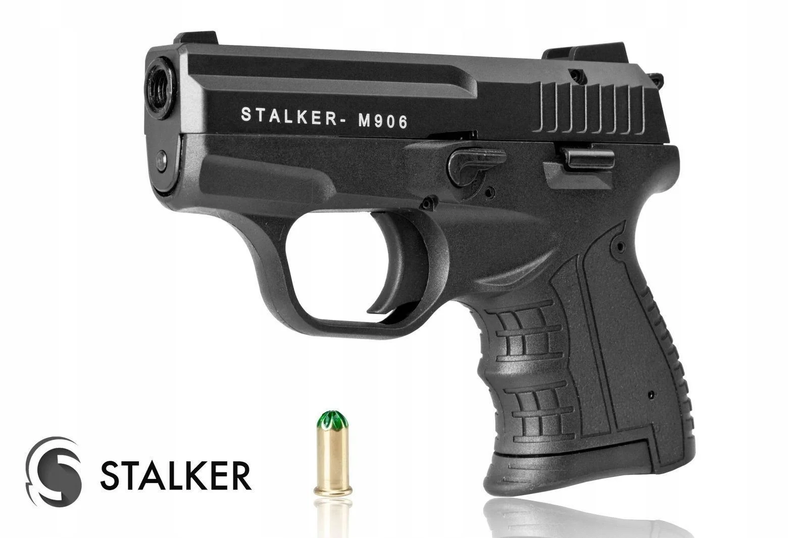 Zestaw Pistolet hukowy STALKER M906 BAS .22 LB czarny +kabura +naboje 100 szt