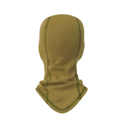 Kominiarka trudnopalna Direct Action Combat Dry Light w kolorze khaki z detalem w kolorze oliwkowym. Projektowana dla użytku taktycznego i bojowego, zapewnia ochronę termiczną twarzy, szyi i części głowy.