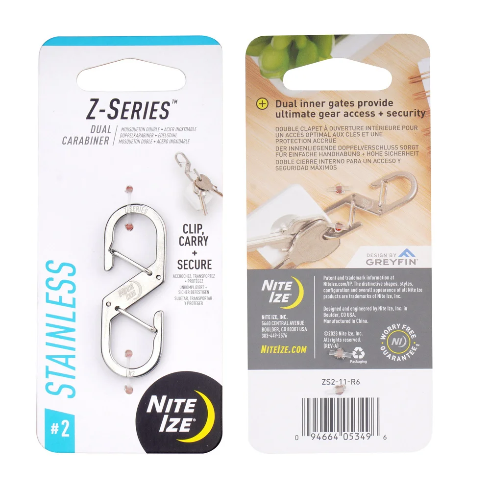 Podwójny karabińczyk Z-Series #2 - Stalowy - Srebrny - ZS2-11-R6 - Nite Ize