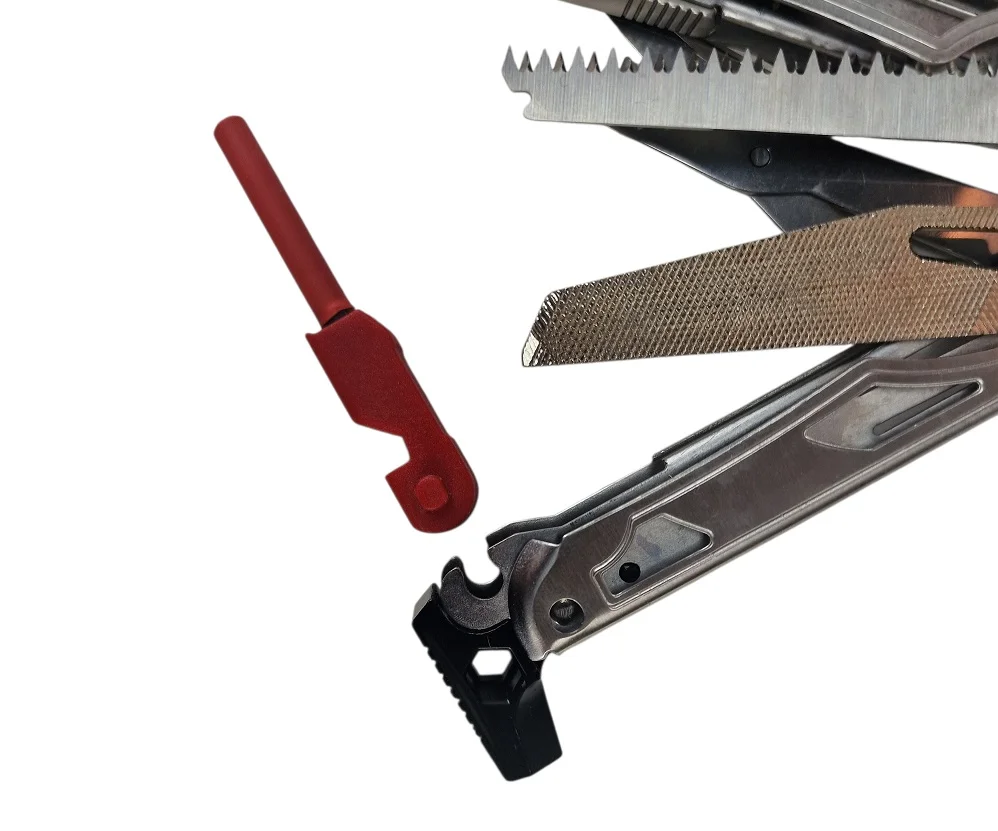 Multitool AZYMUT Giewon FS - Fire Starter - 19 narzędzi -  krzesiwo + gwizdek + kabura do pasa (H2038A) - widok 8