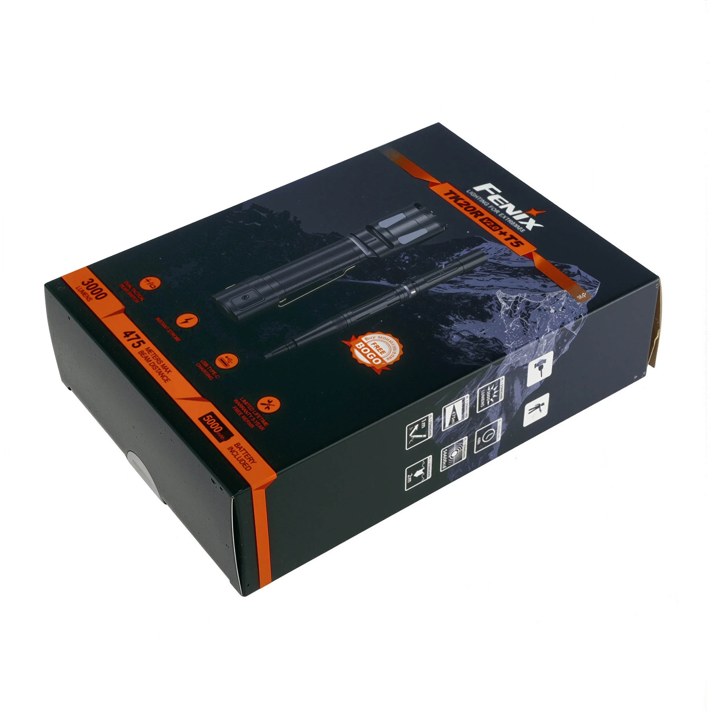 Latarka taktyczna LED Fenix TK20R V2.0 czarna plus długopis T5 gratis (TK20R V2.0 black+T5) - widok 5