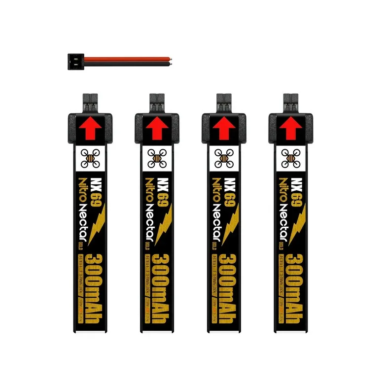4x akumulator NewBeeDrone Nitro Nectar NX69 300mAh 1S 80C Bateria HV LiPo + pigtail