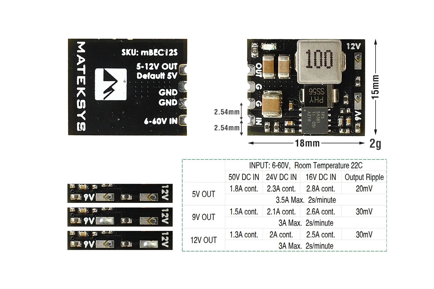 BEC Matek 12S 60V Stepdown MBEC12S 5V/9V/12V