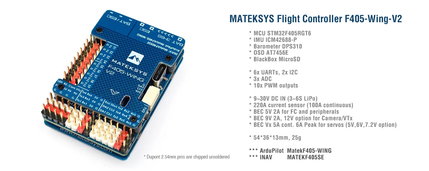 Kontroler lotu do samolotu FC MATEK F405-WING V2 Flight Controller