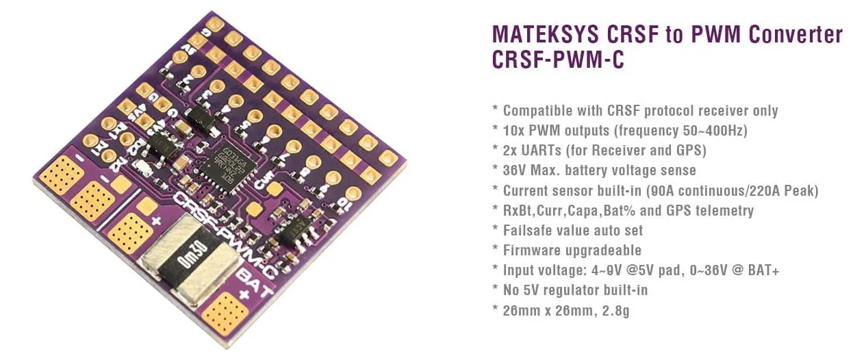 Matek ELRS CRSF to PWM-C konwerter