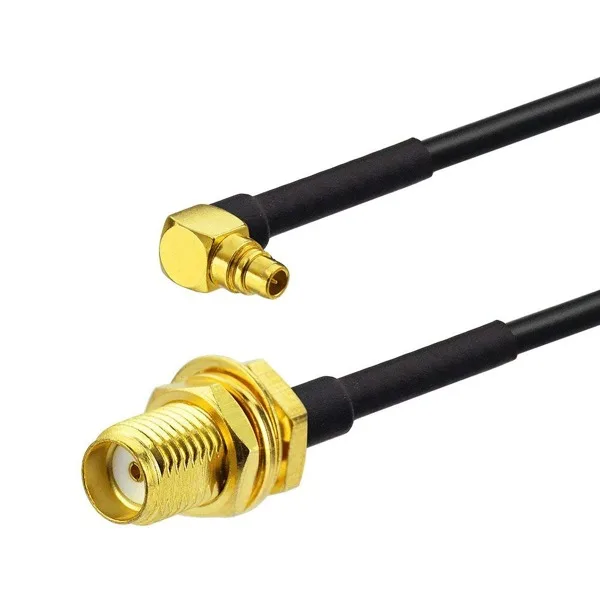 Przejście - SMA jack na MMCX - adapter kątowy z przewodem 150mm