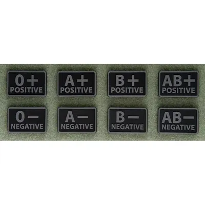 Emblemat Helikon GRUPA KRWI (komplet - 2szt.) - PVC - Czarny-Black - A/Rh- (OD-BLP-RB-01-N01)