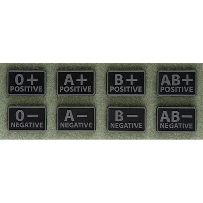 Emblemat Helikon GRUPA KRWI (komplet - 2szt.) - PVC - Czarny-Black - B/Rh- (OD-BLP-RB-01-N02)