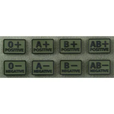 Emblemat Helikon GRUPA KRWI (komplet - 2szt.) - PVC - Olive Green - A/Rh- (OD-BLP-RB-02-N01) HELIKON-TEX - widok 2