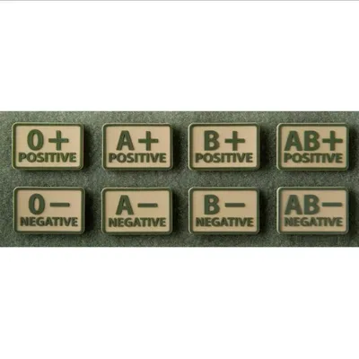 Emblemat Helikon GRUPA KRWI (komplet - 2szt.) - PVC - Beż-Khaki - A/Rh+ (OD-BLP-RB-13-M01)
